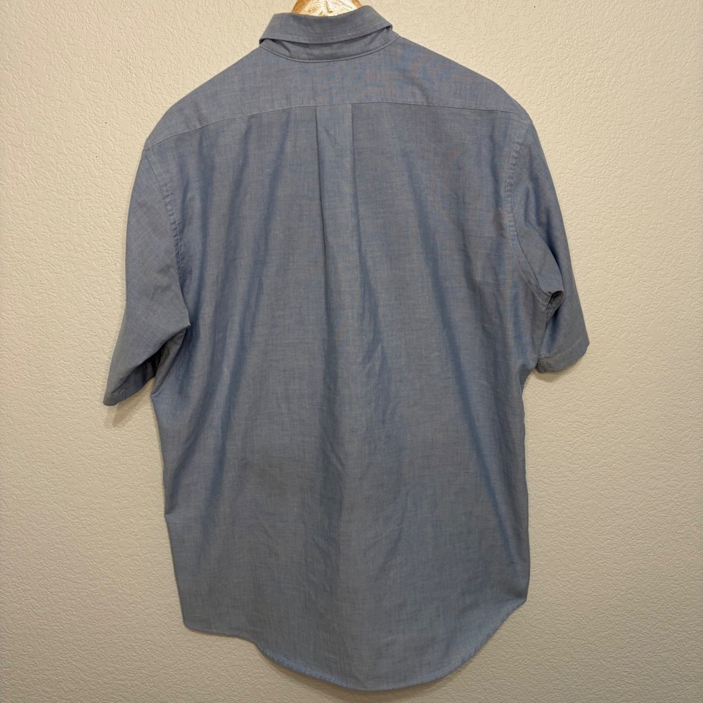 Vintage LL Bean Mens Blue Oxford Short Sleeve Button Down Shirt Made in USA 17 - Picture 5 of 6